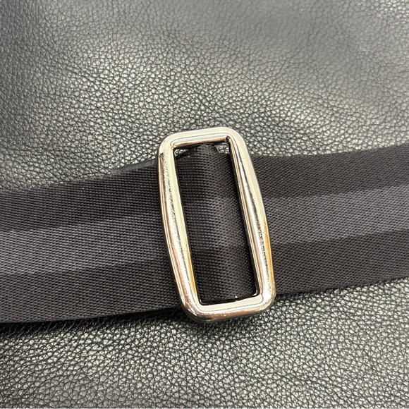 Coach Black Leather Messenger with Striped Webbing Strap - Picture 14 of 16